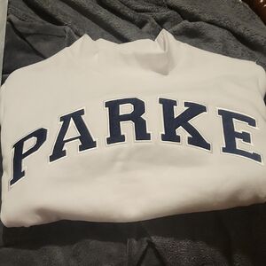 PARKE White Sweatshirt with Navy Lettering NWT